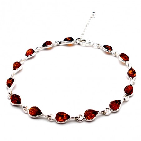 SREBRNA BRANSOLETKA Z BURSZTYNEM