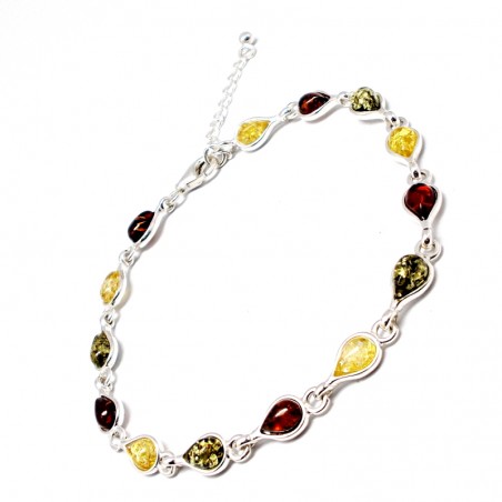 SREBRNA BRANSOLETKA Z BURSZTYNEM