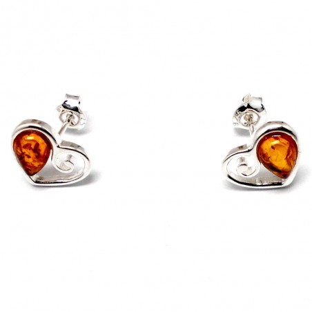 SREBRNE KOLCZYKI Z BURSZTYNEM