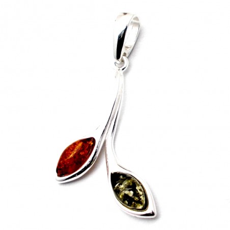 SREBRNY WISIOREK Z BURSZTYNEM