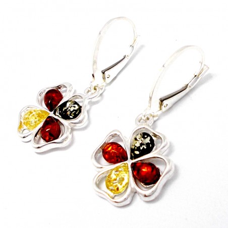 SREBRNE KOLCZYKI Z BURSZTYNEM