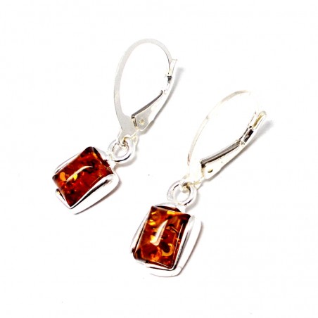 SREBRNE KOLCZYKI Z BURSZTYNEM