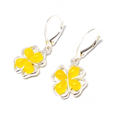 SREBRNE KOLCZYKI Z BURSZTYNEM