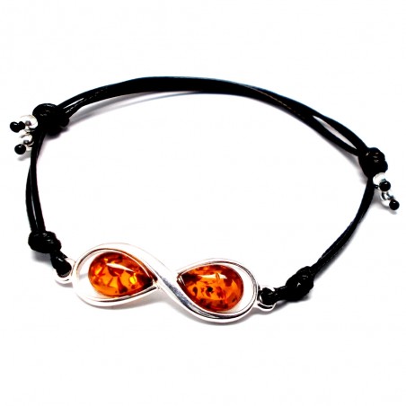 BRANSOLETKA Z BURSZTYNEM I SREBREM 925