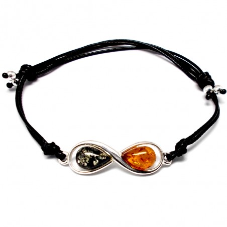 SREBRNA BRANSOLETKA Z BURSZTYNEM