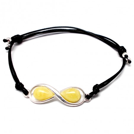 SREBRNA BRANSOLETKA Z BURSZTYNEM