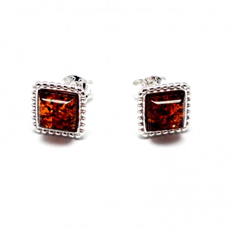 SREBRNE KOLCZYKI Z BURSZTYNEM