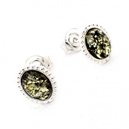 SREBRNE KOLCZYKI Z BURSZTYNEM