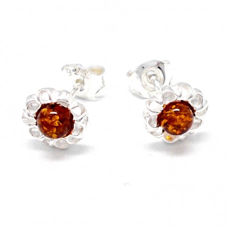 SREBRNE KOLCZYKI Z BURSZTYNEM