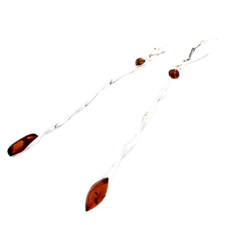 SREBRNE KOLCZYKI Z BURSZTYNEM
