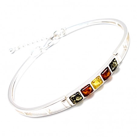 SREBRNA BRANSOLETKA Z BURSZTYNEM