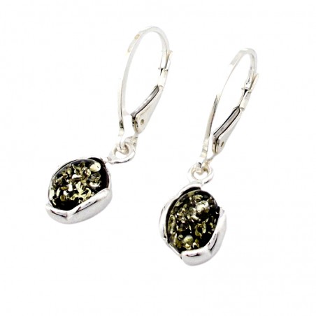 SREBRNE KOLCZYKI Z BURSZTYNEM BAŁTYCKIM