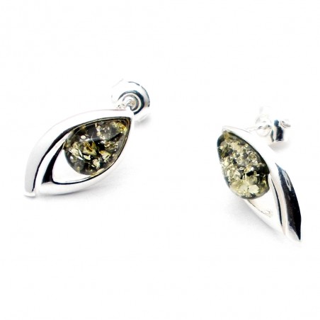 SREBRNE KOLCZYKI Z BURSZTYNEM BAŁTYCKIM