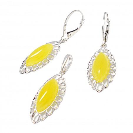 SREBRNY KOMPLET Z BURSZTYNEM