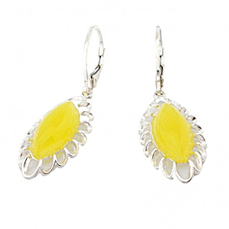 SREBRNE KOLCZYKI Z BURSZTYNEM