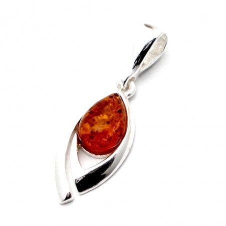 SREBRNY WISIOREK Z BURSZTYNEM