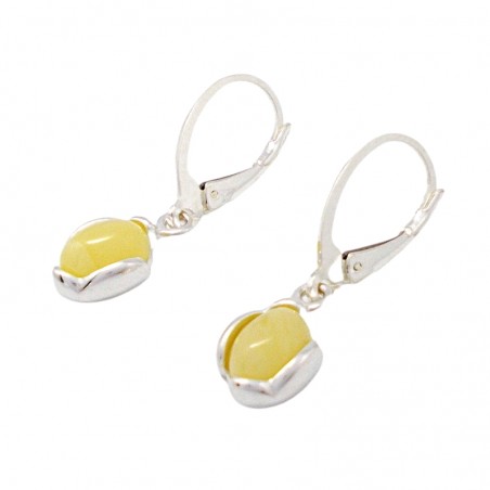 SREBRNE KOLCZYKI Z BURSZTYNEM