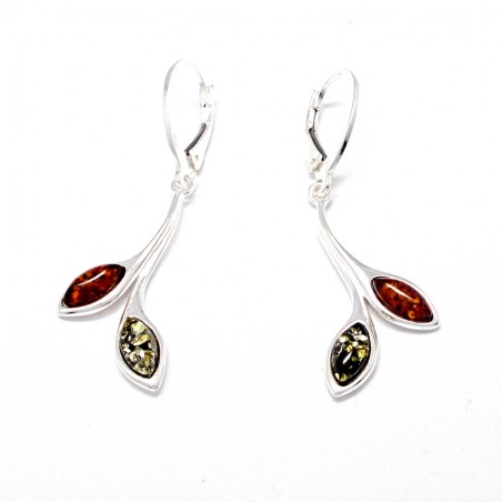 SREBRNE KOLCZYKI Z BURSZTYNEM