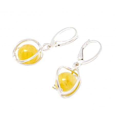 SREBRNE KOLCZYKI Z BURSZTYNEM