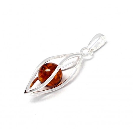 SREBRNY WISIOREK Z BURSZTYNEM