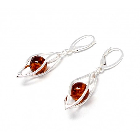 srebrne kolczyki z bursztynem