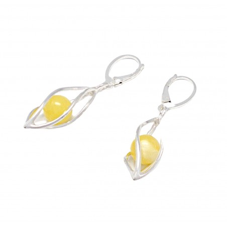 SREBRNE KOLCZYKI Z BURSZTYNEM