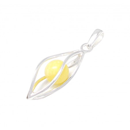 srebrny wisiorek z bursztynem