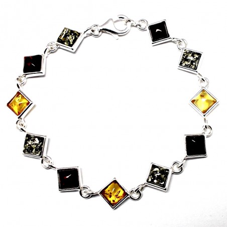 BRANSOLETKA SREBRNA Z BURSZTYNEM