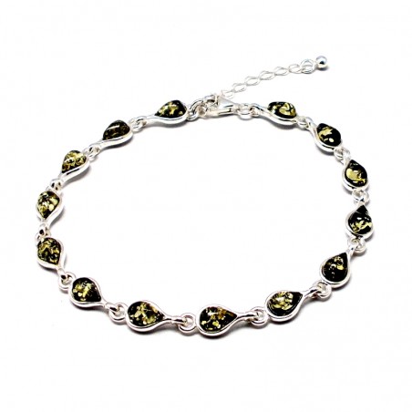 SREBRNA BRANSOLETKA Z BURSZTYNEM