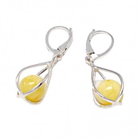 SREBRNE KOLCZYKI Z BURSZTYNEM BAŁTYCKIM