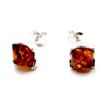 SREBRNE KOLCZYKI Z BURSZTYNEM