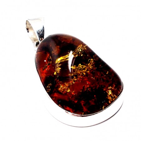 SREBRNY WISIOREK Z BURSZTYNEM