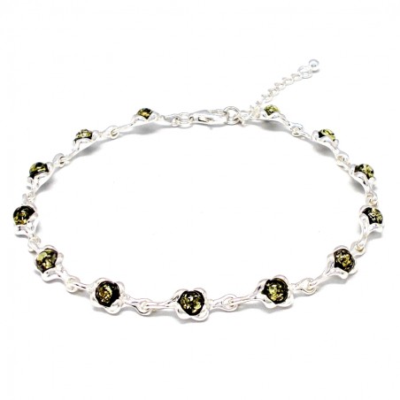 BRANSOLETKA Z BURSZTYNU I SREBRA 925