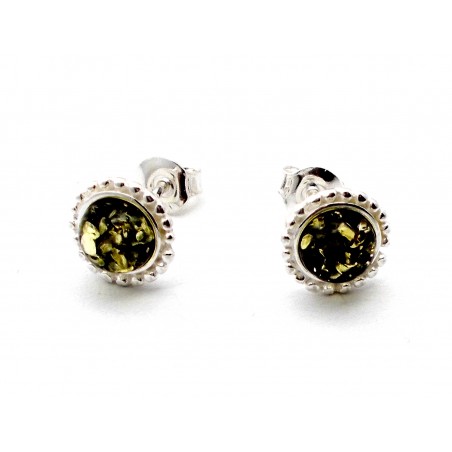 SREBRNE KOLCZYKI Z BURSZTYNEM