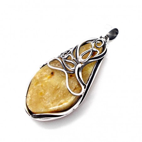 SREBRNY WISIOREK Z BURSZTYNEM