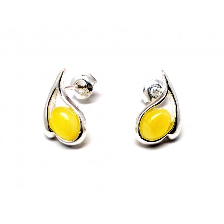 SREBRNE KOLCZYKI Z BURSZTYNEM