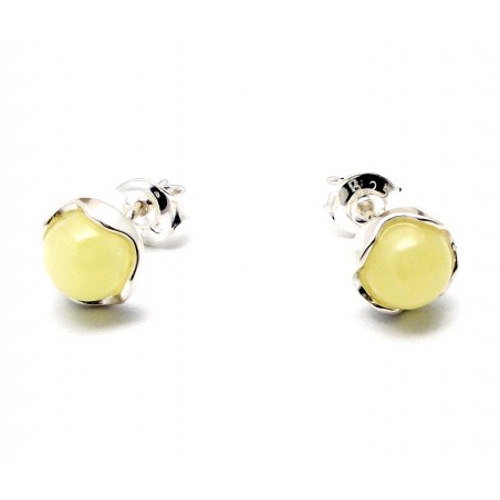 SREBRNE KOLCZYKI Z BURSZTYNEM NA SZTYFT