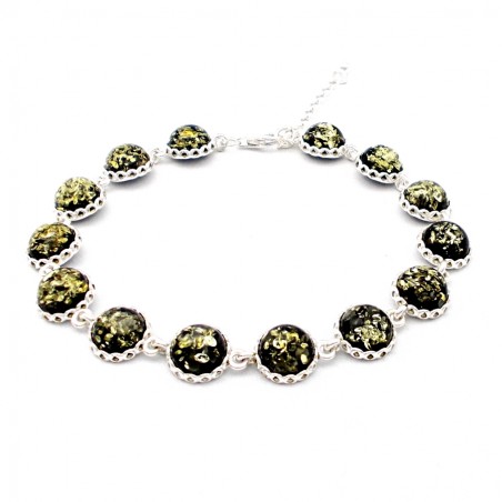 SREBRNA BRANSOLETKA Z BURSZTYNEM