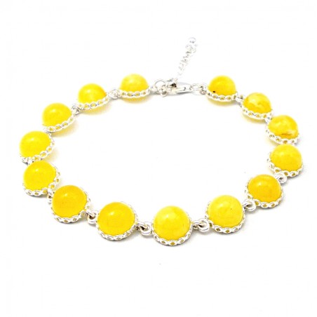 SREBRNA BRANSOLETKA Z BURSZTYNEM