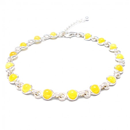 SREBRNA BRANSOLETKA Z BURSZTYNEM