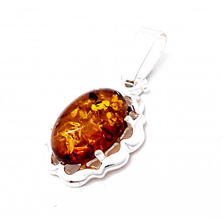 SREBRNY WISIOREK Z BURSZTYNEM