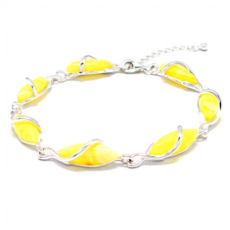 SREBRNA BRANSOLETKA Z BURSZTYNEM BAŁTYCKIM