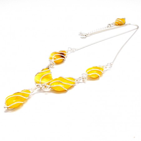 SREBRNY NASZYJNIK Z BURSZTYNEM