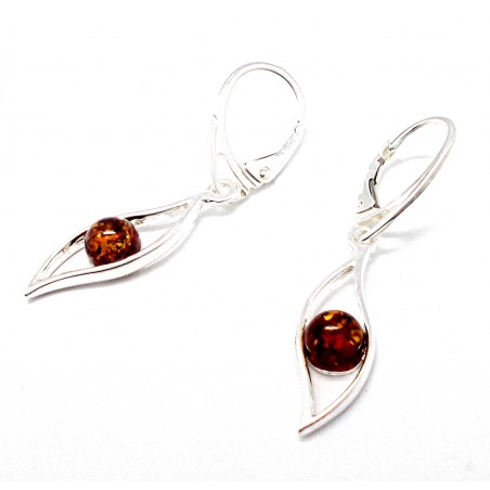 SREBRNE KOLCZYKI Z BURSZTYNEM BAŁTYCKIM