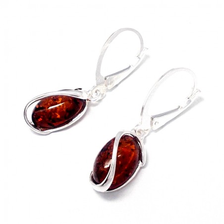 SREBRNE KOLCZYKI Z BURSZTYNEM