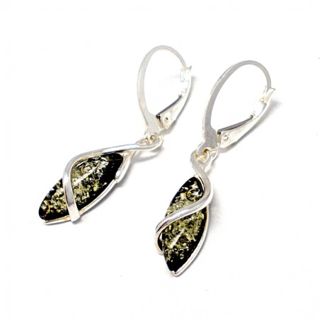 KOLCZYKI Z ZIELONYM BURSZTYNEM