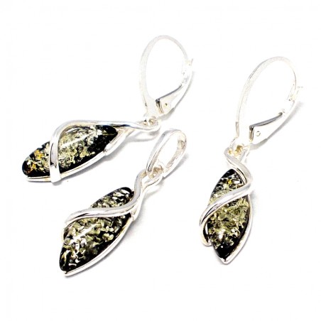 SREBRNY KOMPLET Z BURSZTYNU