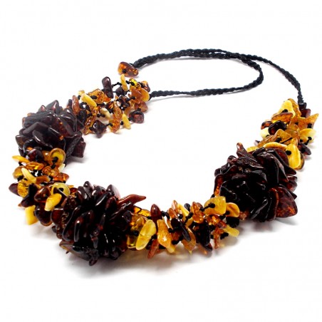 NASZYJNIK KORALE Z BURSZTYNU