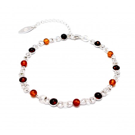 SREBRNA BRANSOLETKA Z BURSZTYNEM