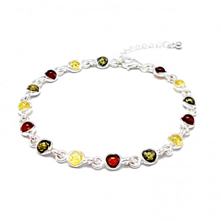 SREBRNA BRANSOLETKA Z BURSZTYNEM